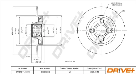 Bremsscheibe Hinterachse DR!VE+ DBD1649C Bild Bremsscheibe Hinterachse DR!VE+ DBD1649C