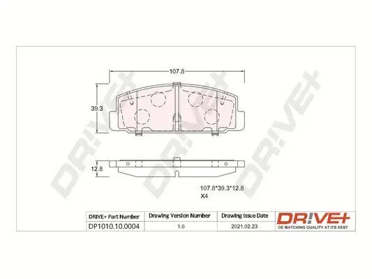 Bremsbelagsatz, Scheibenbremse Hinterachse Dr!ve+ DP1010.10.0004 Bild Bremsbelagsatz, Scheibenbremse Hinterachse Dr!ve+ DP1010.10.0004