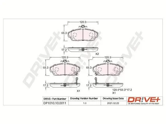 Bremsbelagsatz, Scheibenbremse Vorderachse Dr!ve+ DP1010.10.0011 Bild Bremsbelagsatz, Scheibenbremse Vorderachse Dr!ve+ DP1010.10.0011