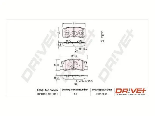 Bremsbelagsatz, Scheibenbremse Hinterachse Dr!ve+ DP1010.10.0012 Bild Bremsbelagsatz, Scheibenbremse Hinterachse Dr!ve+ DP1010.10.0012