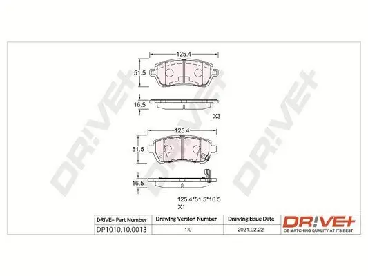 Bremsbelagsatz, Scheibenbremse Dr!ve+ DP1010.10.0013 Bild Bremsbelagsatz, Scheibenbremse Dr!ve+ DP1010.10.0013