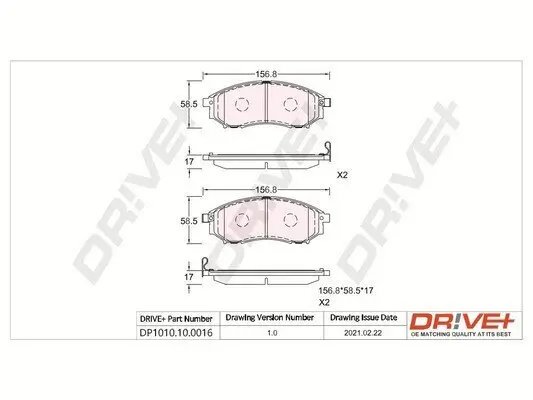 Bremsbelagsatz, Scheibenbremse Dr!ve+ DP1010.10.0016 Bild Bremsbelagsatz, Scheibenbremse Dr!ve+ DP1010.10.0016