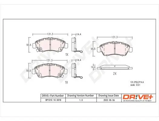 Bremsbelagsatz, Scheibenbremse Vorderachse Dr!ve+ DP1010.10.0018