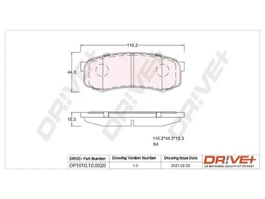 Bremsbelagsatz, Scheibenbremse Dr!ve+ DP1010.10.0020