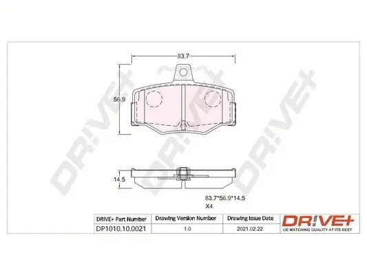 Bremsbelagsatz, Scheibenbremse Hinterachse Dr!ve+ DP1010.10.0021 Bild Bremsbelagsatz, Scheibenbremse Hinterachse Dr!ve+ DP1010.10.0021