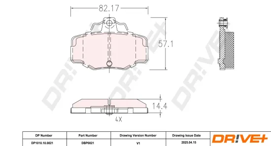 Bremsbelagsatz, Scheibenbremse Hinterachse DR!VE+ DP1010.10.0021 Bild Bremsbelagsatz, Scheibenbremse Hinterachse DR!VE+ DP1010.10.0021