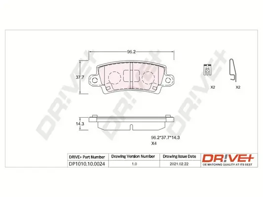 Bremsbelagsatz, Scheibenbremse Hinterachse Dr!ve+ DP1010.10.0024 Bild Bremsbelagsatz, Scheibenbremse Hinterachse Dr!ve+ DP1010.10.0024