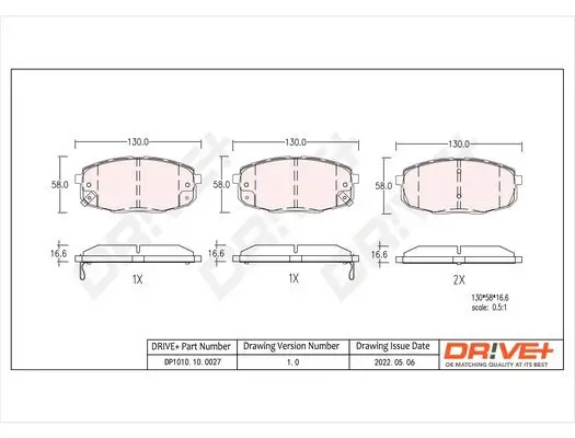 Bremsbelagsatz, Scheibenbremse Dr!ve+ DP1010.10.0027