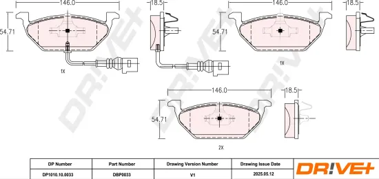 Bremsbelagsatz, Scheibenbremse DR!VE+ DP1010.10.0033 Bild Bremsbelagsatz, Scheibenbremse DR!VE+ DP1010.10.0033