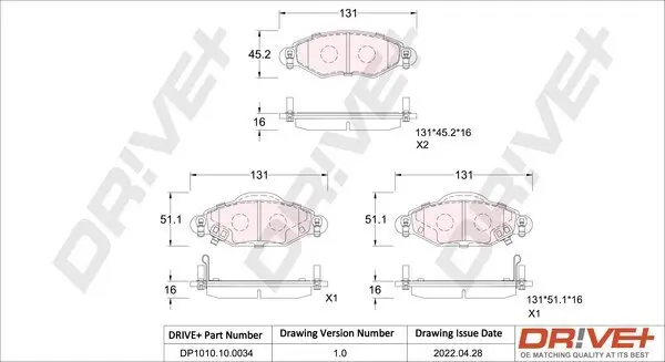 Bremsbelagsatz, Scheibenbremse Dr!ve+ DP1010.10.0034