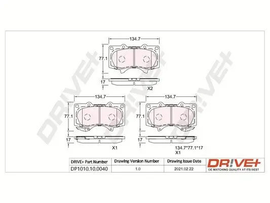 Bremsbelagsatz, Scheibenbremse Vorderachse Dr!ve+ DP1010.10.0040