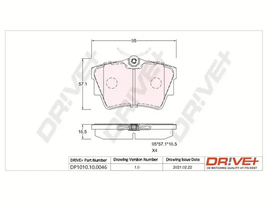 Bremsbelagsatz, Scheibenbremse Hinterachse Dr!ve+ DP1010.10.0046 Bild Bremsbelagsatz, Scheibenbremse Hinterachse Dr!ve+ DP1010.10.0046