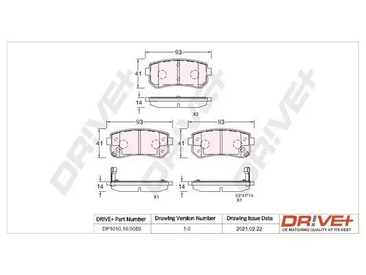 Bremsbelagsatz, Scheibenbremse Hinterachse Dr!ve+ DP1010.10.0059 Bild Bremsbelagsatz, Scheibenbremse Hinterachse Dr!ve+ DP1010.10.0059