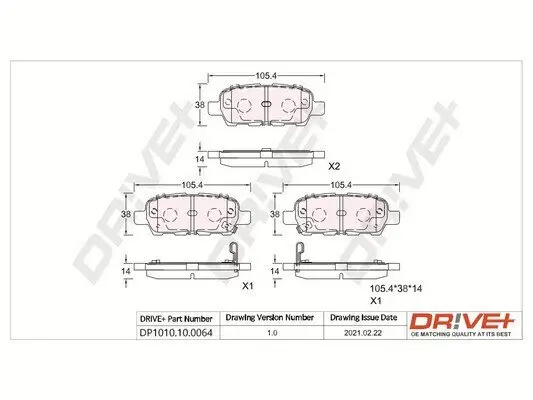 Bremsbelagsatz, Scheibenbremse Dr!ve+ DP1010.10.0064 Bild Bremsbelagsatz, Scheibenbremse Dr!ve+ DP1010.10.0064