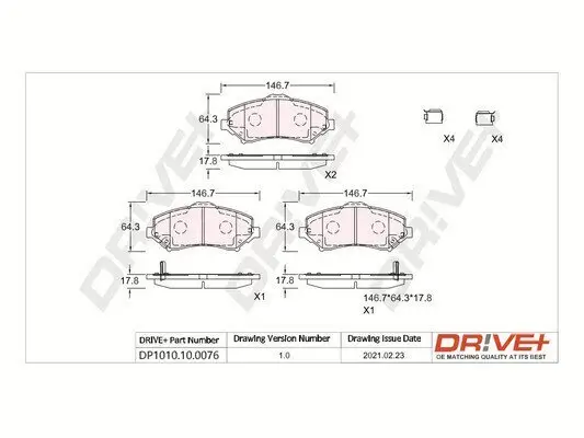 Bremsbelagsatz, Scheibenbremse Vorderachse Dr!ve+ DP1010.10.0076 Bild Bremsbelagsatz, Scheibenbremse Vorderachse Dr!ve+ DP1010.10.0076