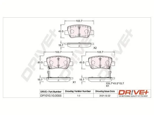 Bremsbelagsatz, Scheibenbremse Hinterachse Dr!ve+ DP1010.10.0088