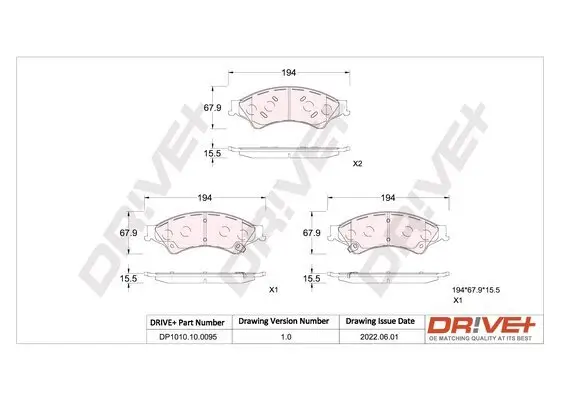 Bremsbelagsatz, Scheibenbremse Vorderachse Dr!ve+ DP1010.10.0095