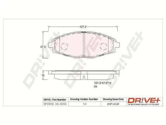 Bremsbelagsatz, Scheibenbremse Dr!ve+ DP1010.10.0104 Bild Bremsbelagsatz, Scheibenbremse Dr!ve+ DP1010.10.0104