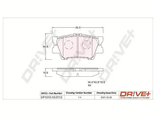 Bremsbelagsatz, Scheibenbremse Dr!ve+ DP1010.10.0112