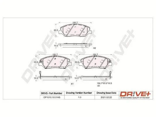 Bremsbelagsatz, Scheibenbremse Vorderachse Dr!ve+ DP1010.10.0145 Bild Bremsbelagsatz, Scheibenbremse Vorderachse Dr!ve+ DP1010.10.0145