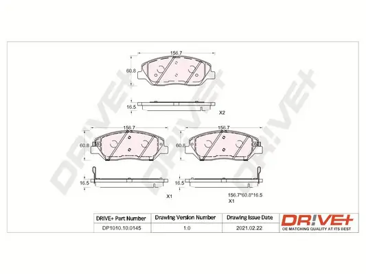 Bremsbelagsatz, Scheibenbremse Vorderachse Dr!ve+ DP1010.10.0145 Bild Bremsbelagsatz, Scheibenbremse Vorderachse Dr!ve+ DP1010.10.0145