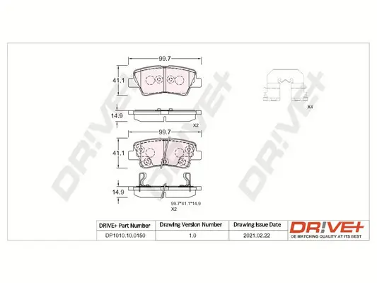 Bremsbelagsatz, Scheibenbremse Hinterachse Dr!ve+ DP1010.10.0150 Bild Bremsbelagsatz, Scheibenbremse Hinterachse Dr!ve+ DP1010.10.0150
