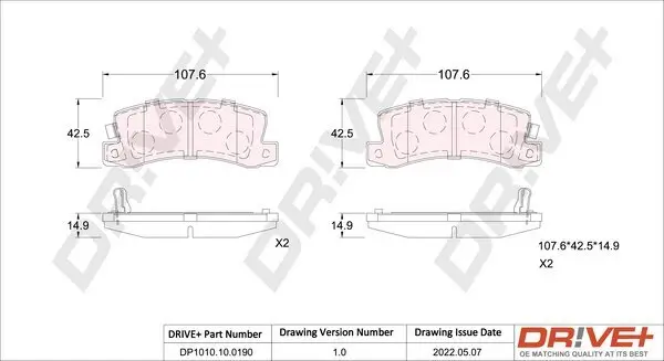 Bremsbelagsatz, Scheibenbremse Dr!ve+ DP1010.10.0190