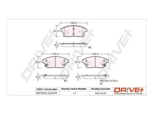 Bremsbelagsatz, Scheibenbremse Vorderachse Dr!ve+ DP1010.10.0191 Bild Bremsbelagsatz, Scheibenbremse Vorderachse Dr!ve+ DP1010.10.0191