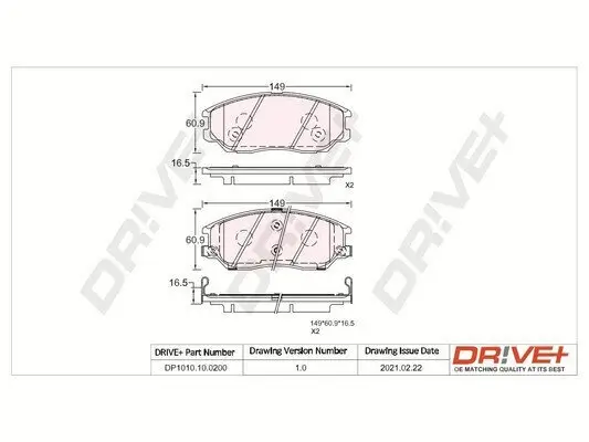 Bremsbelagsatz, Scheibenbremse Vorderachse Dr!ve+ DP1010.10.0200 Bild Bremsbelagsatz, Scheibenbremse Vorderachse Dr!ve+ DP1010.10.0200
