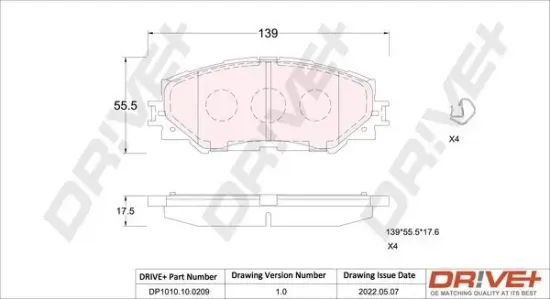 Bremsbelagsatz, Scheibenbremse Dr!ve+ DP1010.10.0209 Bild Bremsbelagsatz, Scheibenbremse Dr!ve+ DP1010.10.0209