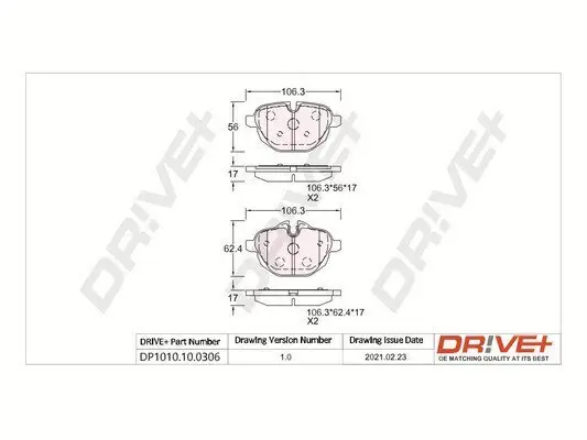 Bremsbelagsatz, Scheibenbremse Hinterachse Dr!ve+ DP1010.10.0306