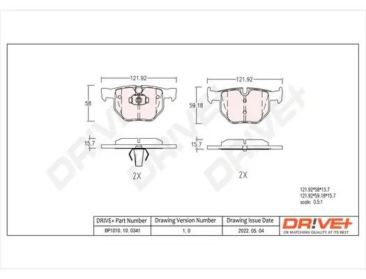 Bremsbelagsatz, Scheibenbremse Hinterachse Dr!ve+ DP1010.10.0341 Bild Bremsbelagsatz, Scheibenbremse Hinterachse Dr!ve+ DP1010.10.0341