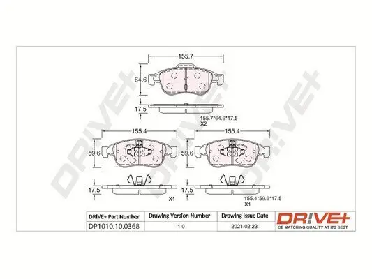 Bremsbelagsatz, Scheibenbremse Vorderachse Dr!ve+ DP1010.10.0368 Bild Bremsbelagsatz, Scheibenbremse Vorderachse Dr!ve+ DP1010.10.0368