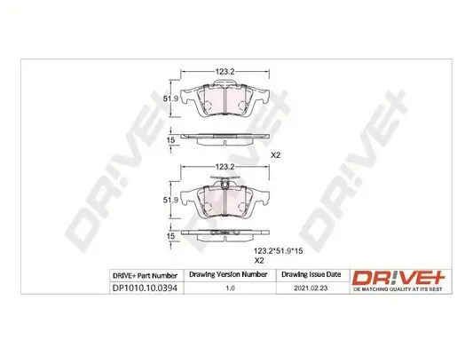 Bremsbelagsatz, Scheibenbremse Dr!ve+ DP1010.10.0394