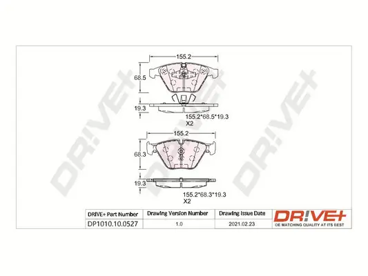 Bremsbelagsatz, Scheibenbremse Vorderachse Dr!ve+ DP1010.10.0527 Bild Bremsbelagsatz, Scheibenbremse Vorderachse Dr!ve+ DP1010.10.0527