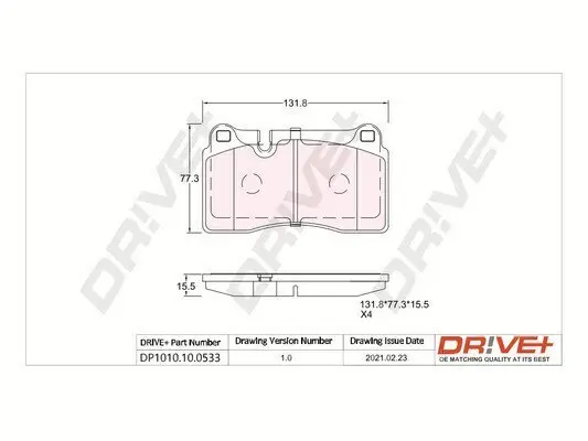 Bremsbelagsatz, Scheibenbremse Dr!ve+ DP1010.10.0533 Bild Bremsbelagsatz, Scheibenbremse Dr!ve+ DP1010.10.0533