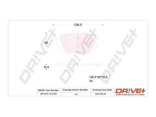 Bremsbelagsatz, Scheibenbremse Dr!ve+ DP1010.10.0730 Bild Bremsbelagsatz, Scheibenbremse Dr!ve+ DP1010.10.0730