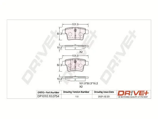 Bremsbelagsatz, Scheibenbremse Hinterachse Dr!ve+ DP1010.10.0754