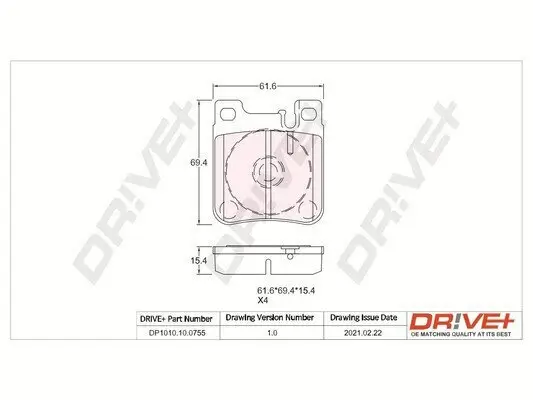 Bremsbelagsatz, Scheibenbremse Dr!ve+ DP1010.10.0755 Bild Bremsbelagsatz, Scheibenbremse Dr!ve+ DP1010.10.0755