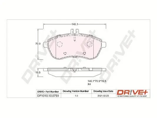 Bremsbelagsatz, Scheibenbremse Dr!ve+ DP1010.10.0759 Bild Bremsbelagsatz, Scheibenbremse Dr!ve+ DP1010.10.0759