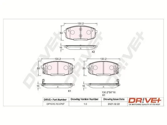 Bremsbelagsatz, Scheibenbremse Dr!ve+ DP1010.10.0797 Bild Bremsbelagsatz, Scheibenbremse Dr!ve+ DP1010.10.0797