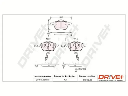 Bremsbelagsatz, Scheibenbremse Vorderachse Dr!ve+ DP1010.10.0800 Bild Bremsbelagsatz, Scheibenbremse Vorderachse Dr!ve+ DP1010.10.0800