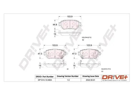 Bremsbelagsatz, Scheibenbremse Dr!ve+ DP1010.10.0803 Bild Bremsbelagsatz, Scheibenbremse Dr!ve+ DP1010.10.0803