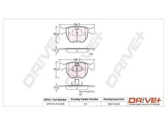 Bremsbelagsatz, Scheibenbremse Vorderachse Dr!ve+ DP1010.10.0805 Bild Bremsbelagsatz, Scheibenbremse Vorderachse Dr!ve+ DP1010.10.0805