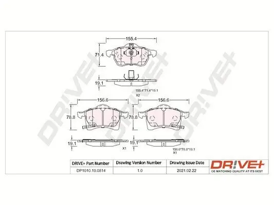 Bremsbelagsatz, Scheibenbremse Dr!ve+ DP1010.10.0814 Bild Bremsbelagsatz, Scheibenbremse Dr!ve+ DP1010.10.0814