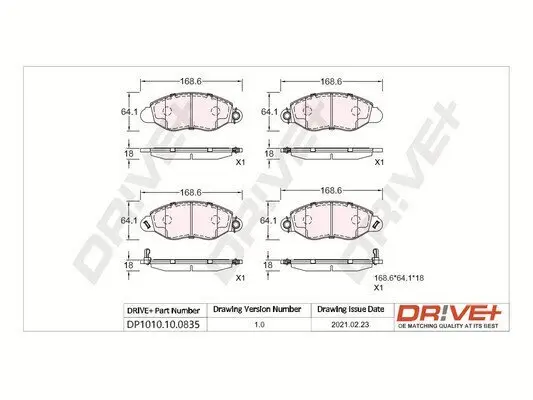 Bremsbelagsatz, Scheibenbremse Dr!ve+ DP1010.10.0835 Bild Bremsbelagsatz, Scheibenbremse Dr!ve+ DP1010.10.0835