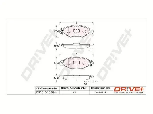 Bremsbelagsatz, Scheibenbremse Vorderachse Dr!ve+ DP1010.10.0844 Bild Bremsbelagsatz, Scheibenbremse Vorderachse Dr!ve+ DP1010.10.0844