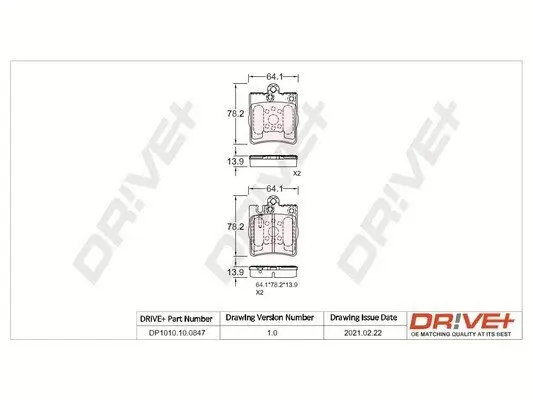 Bremsbelagsatz, Scheibenbremse Dr!ve+ DP1010.10.0847