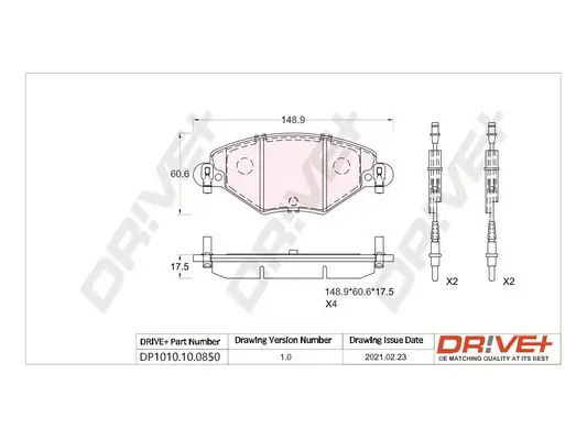 Bremsbelagsatz, Scheibenbremse Vorderachse Dr!ve+ DP1010.10.0850 Bild Bremsbelagsatz, Scheibenbremse Vorderachse Dr!ve+ DP1010.10.0850
