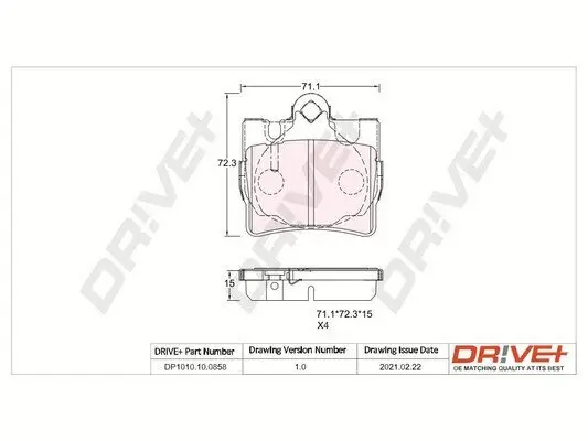 Bremsbelagsatz, Scheibenbremse Hinterachse Dr!ve+ DP1010.10.0858 Bild Bremsbelagsatz, Scheibenbremse Hinterachse Dr!ve+ DP1010.10.0858